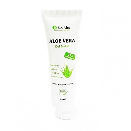 Gel natif Aloe Vera - BestAloe Corps ,Visage et Cheveux - 60 ml