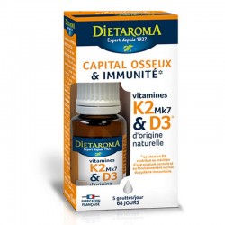 VITAMINES K2 + D3 GOUTTES 15 ml - Dietaroma