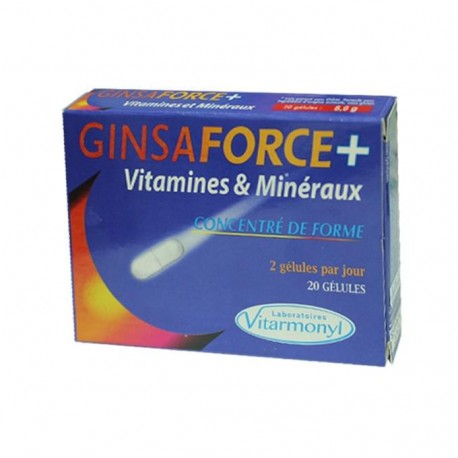 Ginsaforce + Vitamines et Minéraux 20 gél