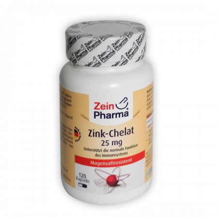Chélate de zinc 120 gélules de 25mg zein pharma