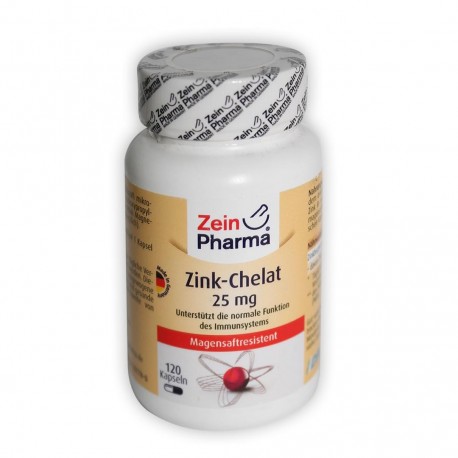 Chélate de zinc 120 gélules de 25mg zein pharma