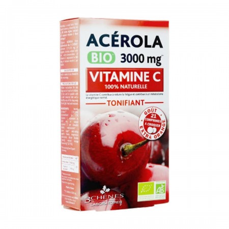 Acérola vitamine C 3000 mg 21 comprimes à croquer