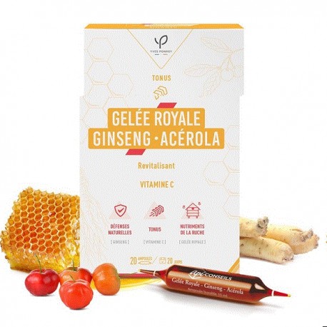 Gelée royale 500 mg - Ginseng - Acérola 20 AMP