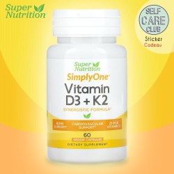 Super Nutrition, Vitamines D3 + K2, 60 capsules végétariennes