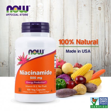 Niacinamide (Vitamin B3) 500 mg 100 Capsules (Now Foods)