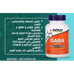 GABA 500 mg NOW 100 capsules végétales