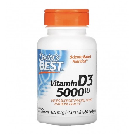 Vitamin D3, 125 mcg (5,000 IU), 180 Softgels.