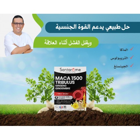 Maca 1500 Tribulus Ginseng Gingembre Tonus Sexuel 20 ampoules